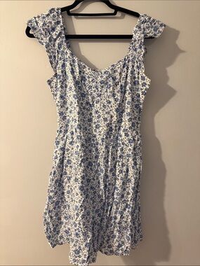 Hollister White Mini Dress with Blue Floral Print